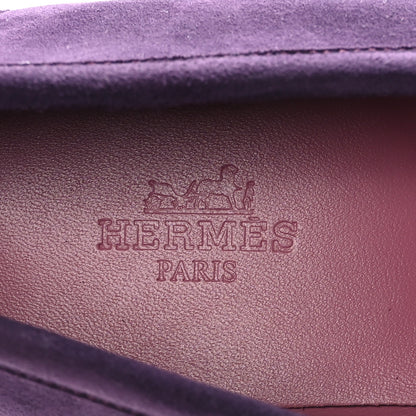 Hermes Suede Goatskin Womens Royal Loafers 37 Violet Oaxaca 7 of 9