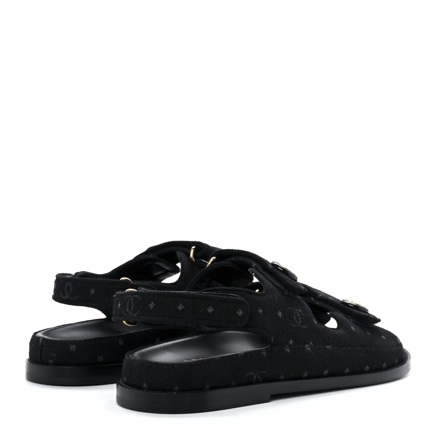 Chanel Fabric CC Velcro Dad Sandals 40 Black 4 of 9