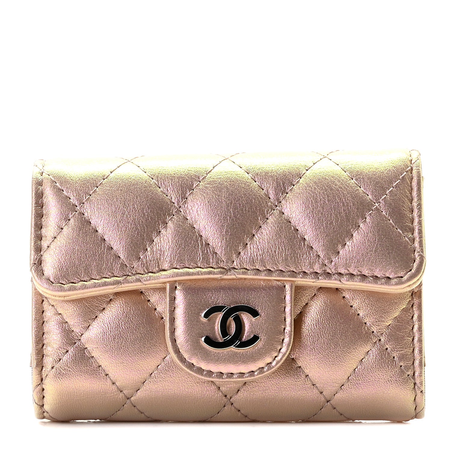 Chanel Iridescent Calfskin Quilted Classic 4 Key Holder Wallet Pink 1 of 8