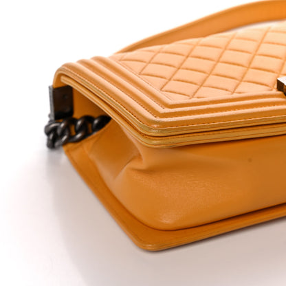 Chanel Lambskin Quilted Medium Boy Flap Yellow 9 of 10