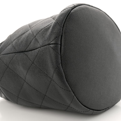 Chanel Caviar Suede Quilted Drawstring Bucket Bag Black 9 of 13