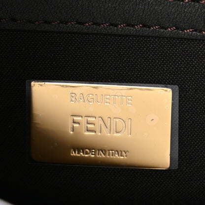 Fendi Fabric Jacquard Paillettes Vitello Seta FF 1974 Baguette Testa di Moro Real Ebano 6 of 10