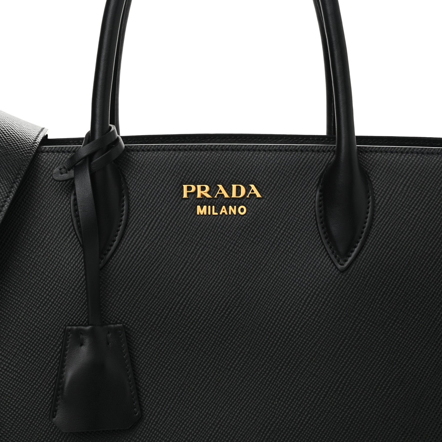 Prada Saffiano City Calfskin Large Bibliothèque Top Handle Black Fuoco 11 of 11