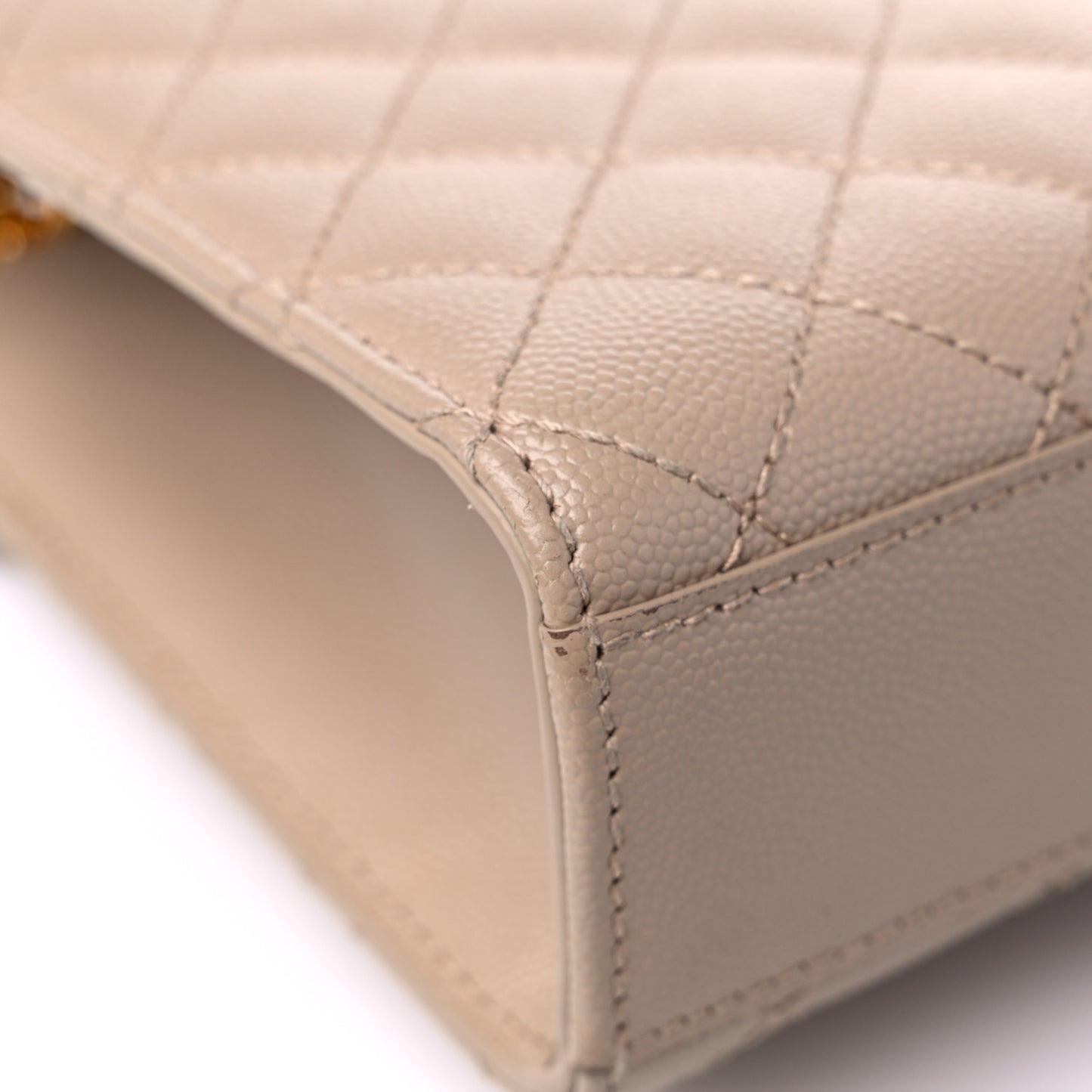 Grain De Poudre Textured Mixed Matelasse Medium Triquilt Monogram Satchel Dark Beige