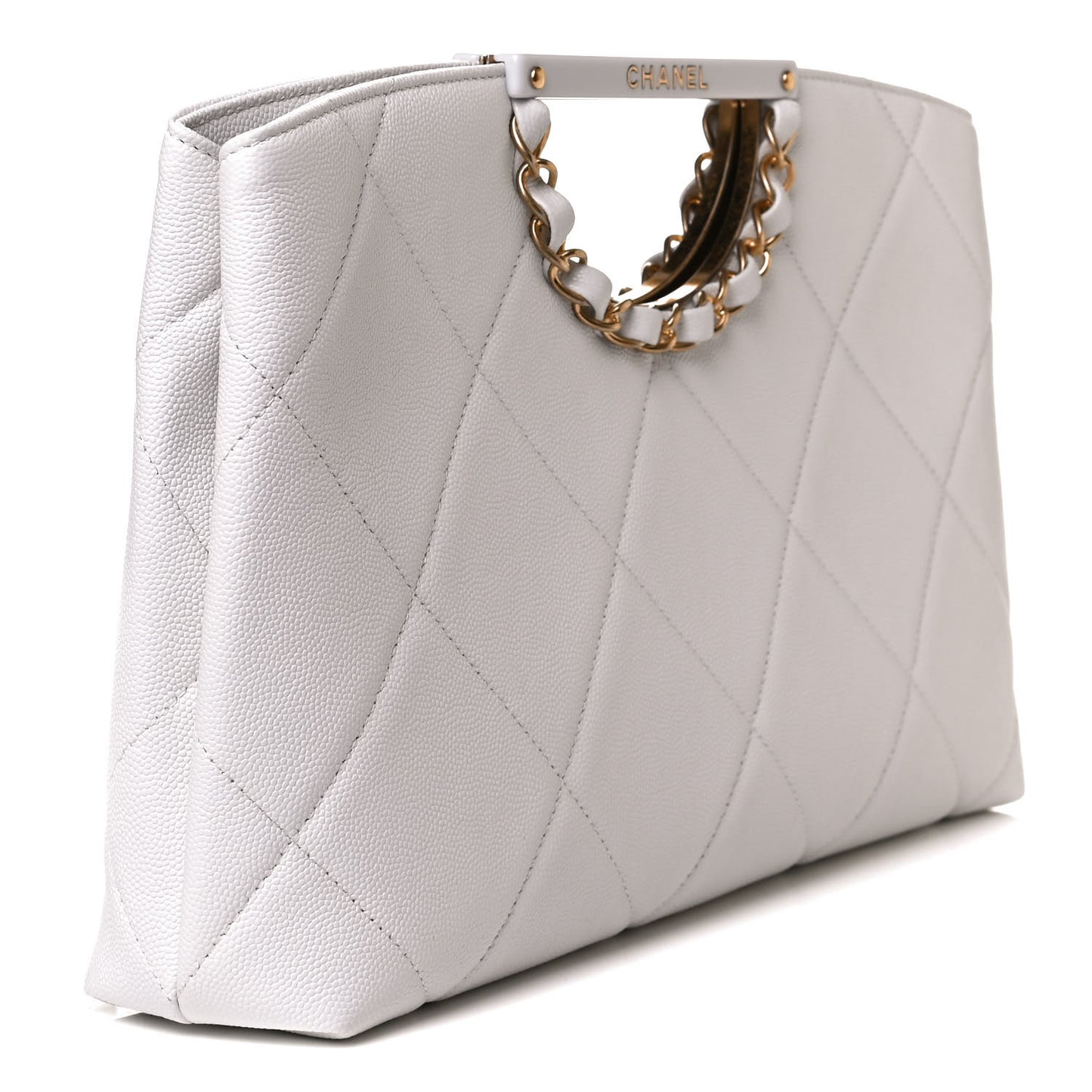 Caviar Quilted A Real Catch Clutch White
