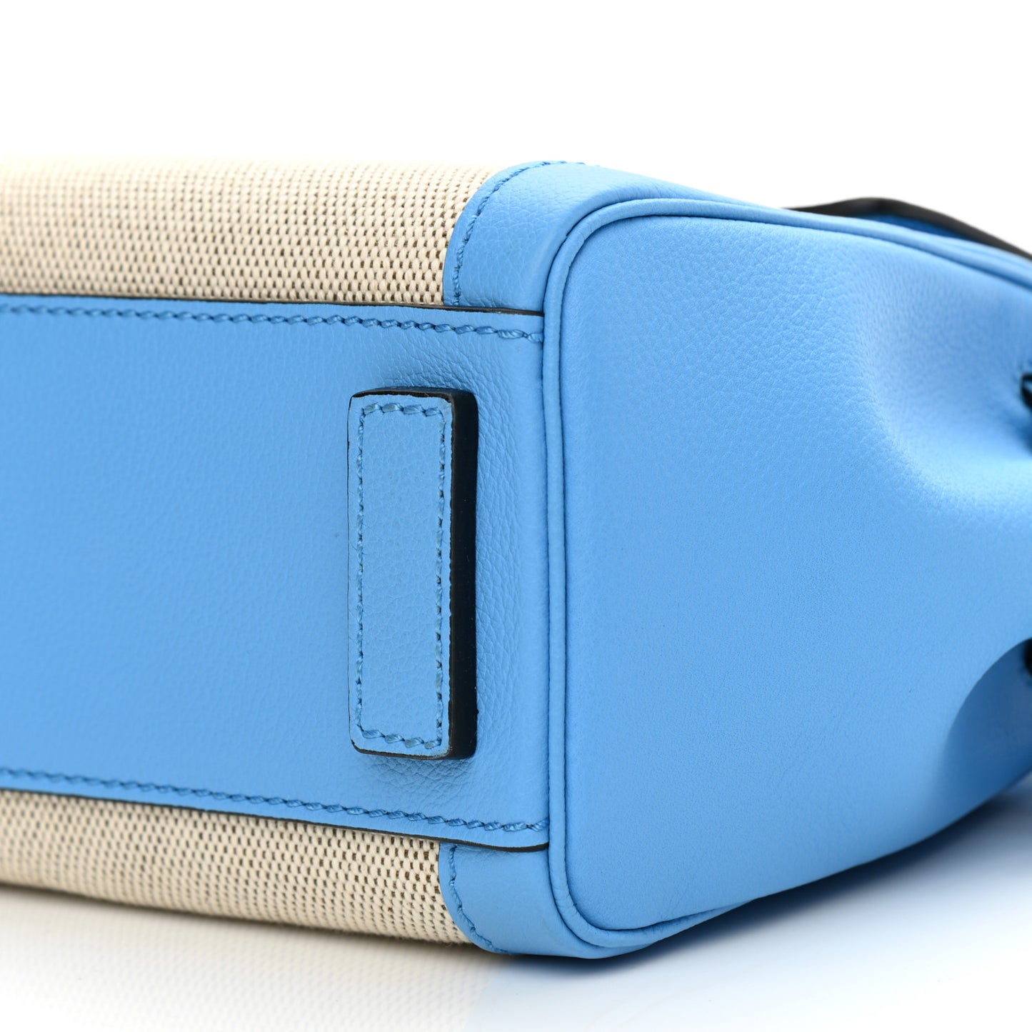 Calfskin Canvas Medusa Small Top Handle Handbag Blue
