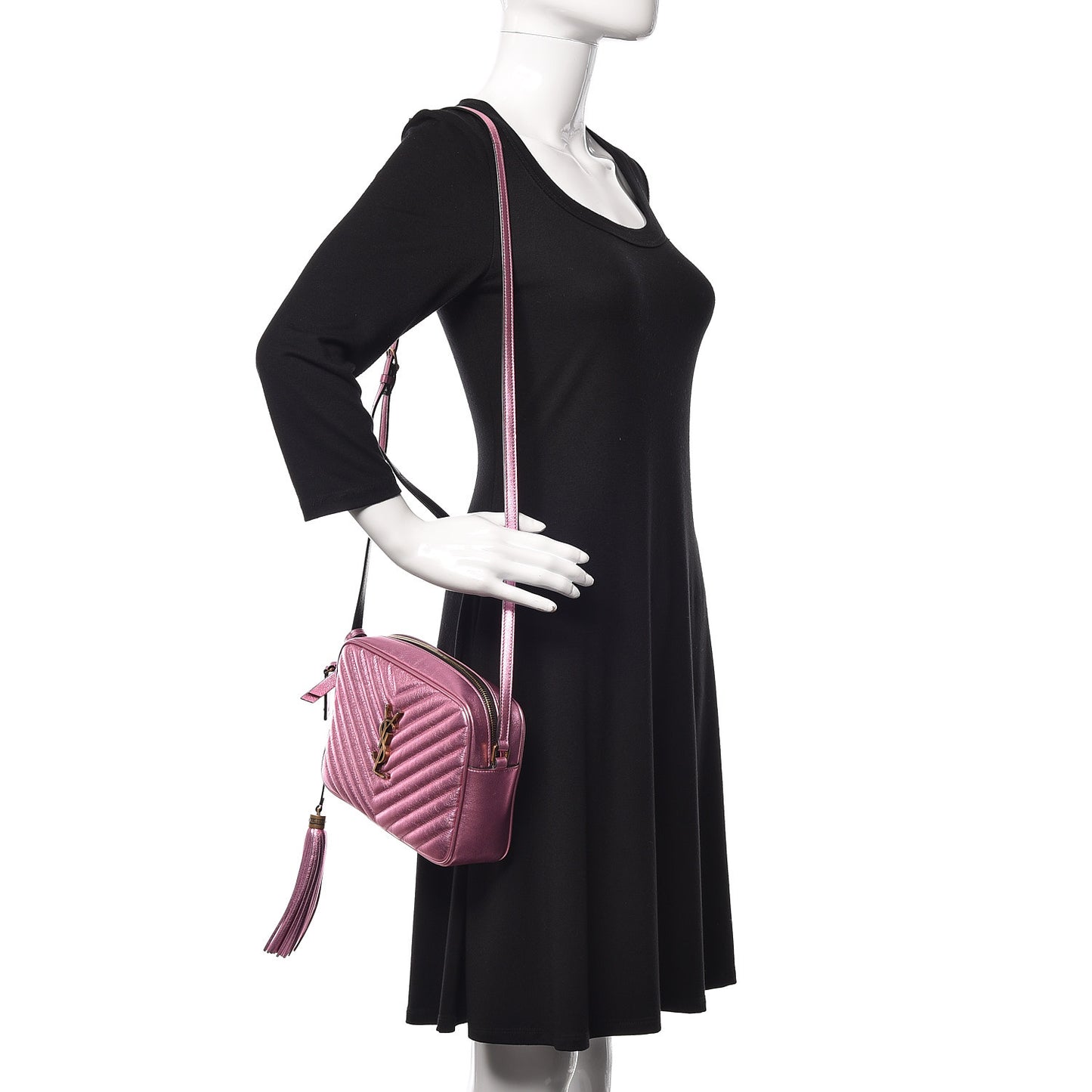 Metallic Calfskin Matelasse Monogram Lou Camera Bag Vegas Pink