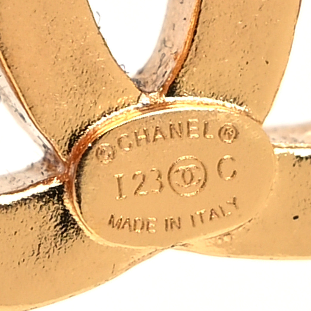 Chanel Metal CC Earrings Gold White 4 of 4