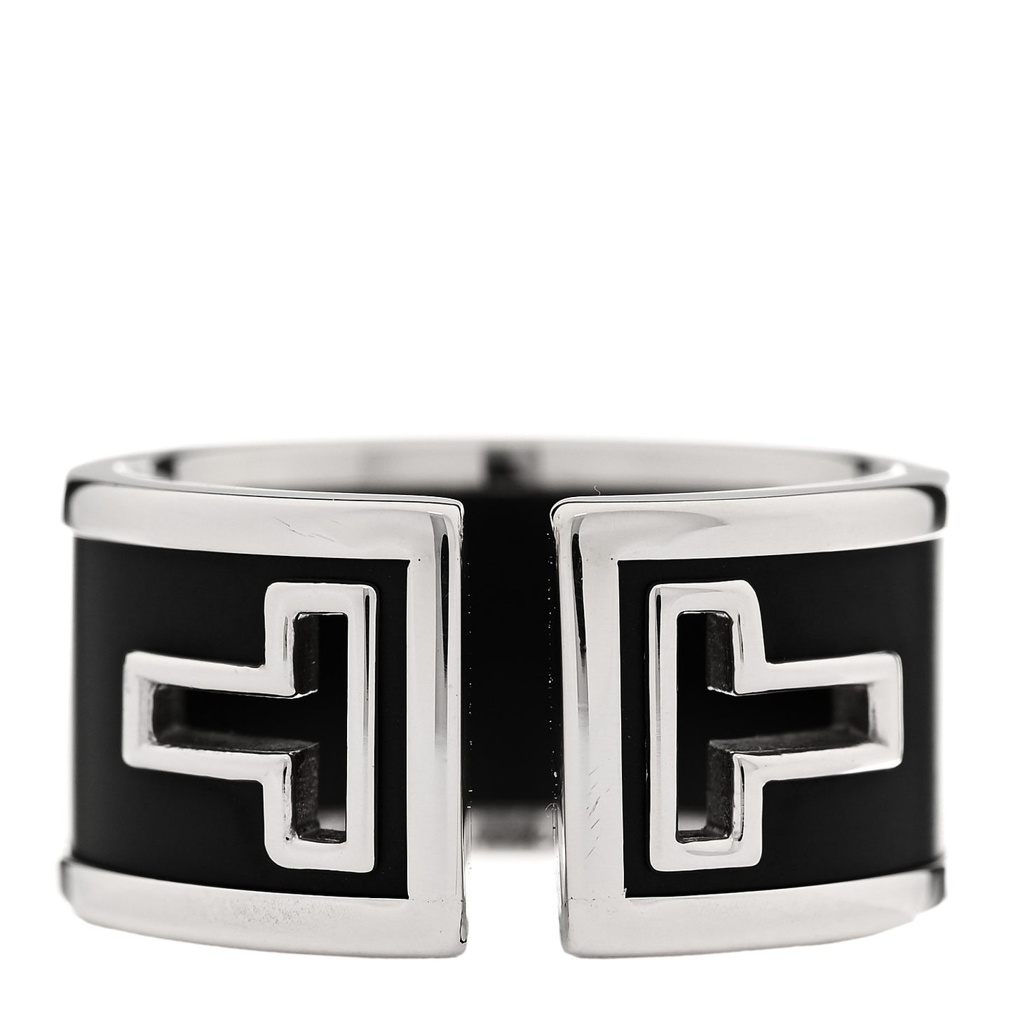 Sterling Silver Black Ceramic T Cutout Ring 54 7