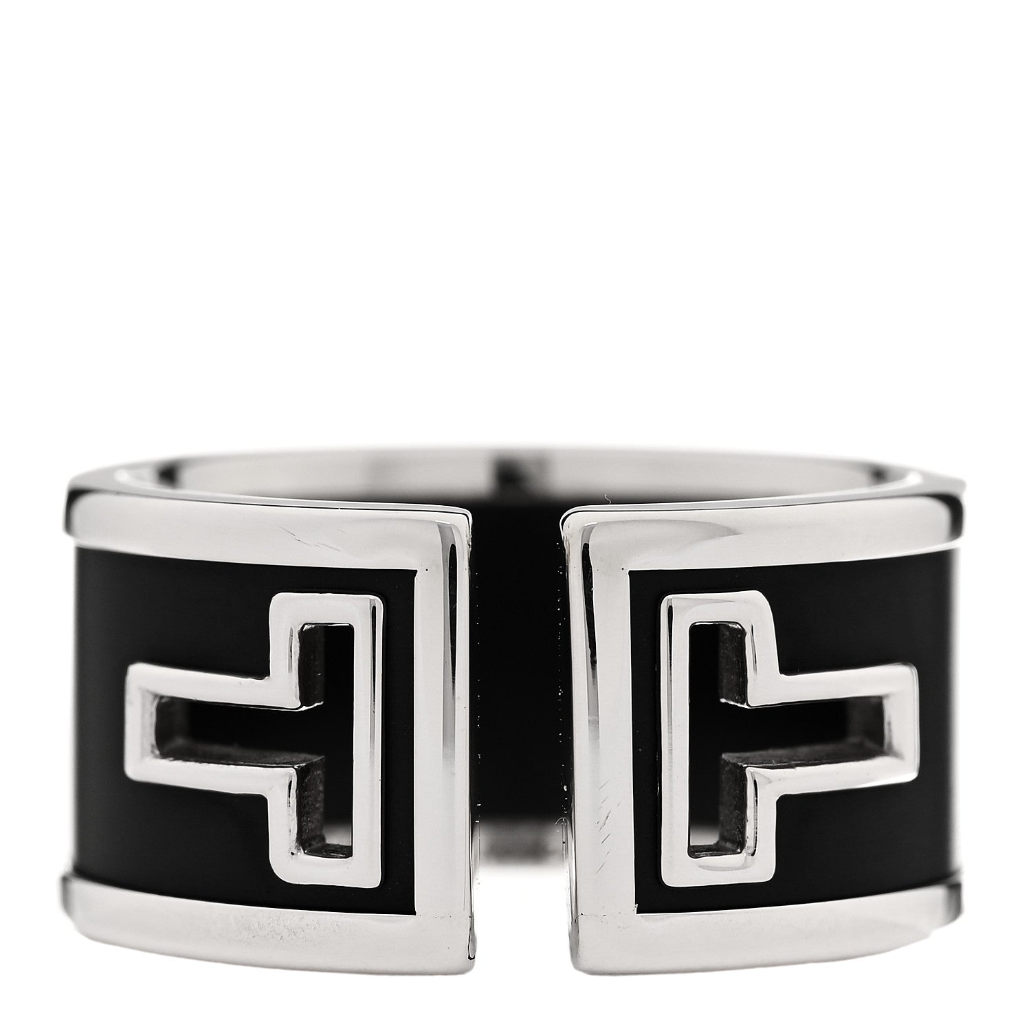 Tiffany Sterling Silver Black Ceramic T Cutout Ring 54 7 1 of 4