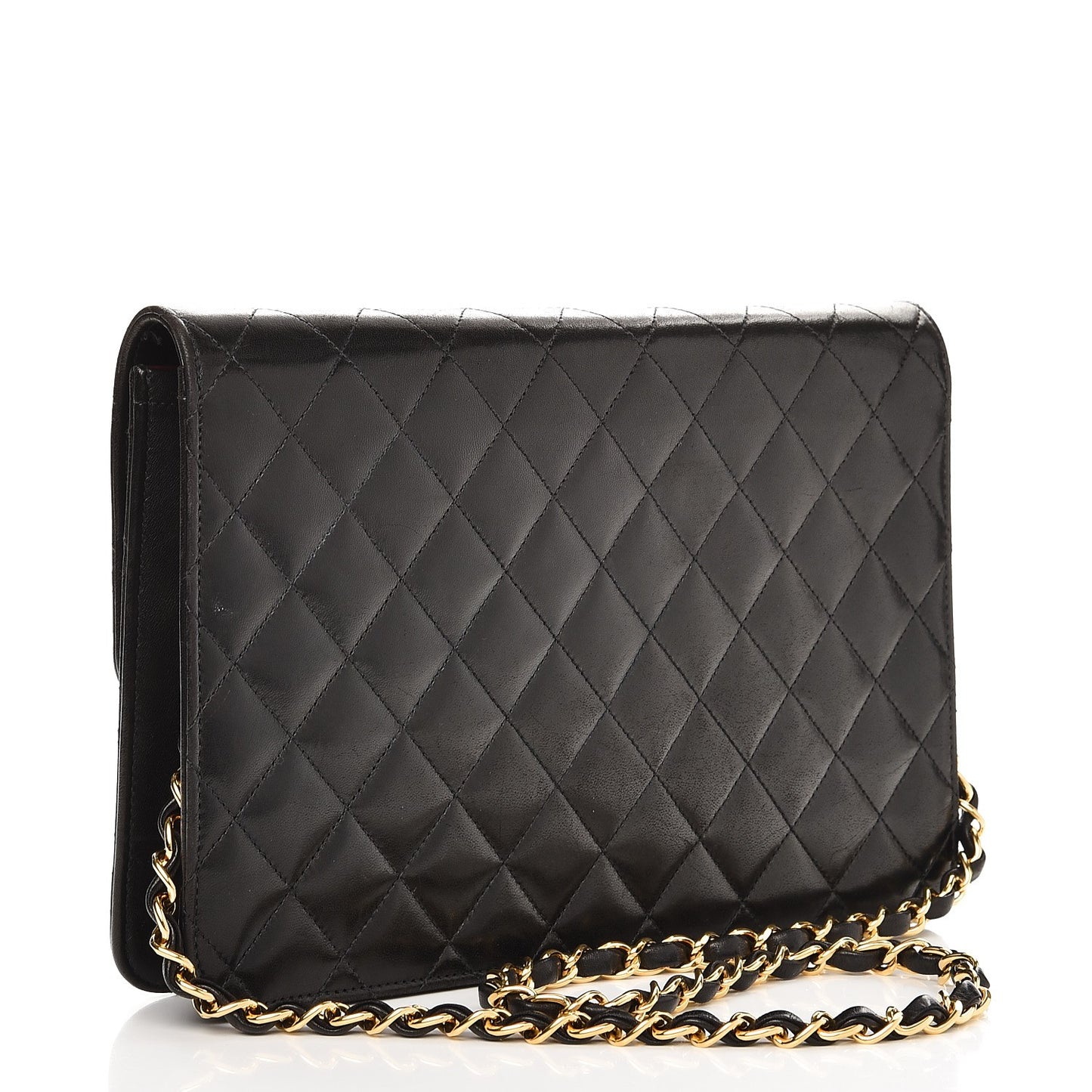 Lambskin Quilted Medium Single Flap Black