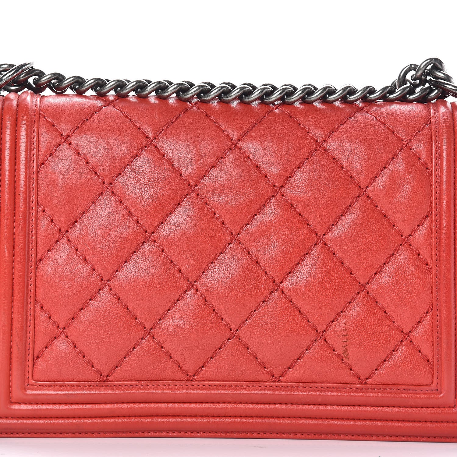 Chanel Calfskin Double Stitch New Medium Boy Flap Red 15 of 24