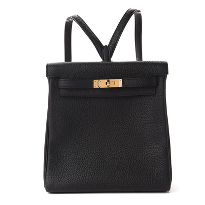 Hermes Taurillon Clemence Kelly Ado Backpack Black 1 of 8
