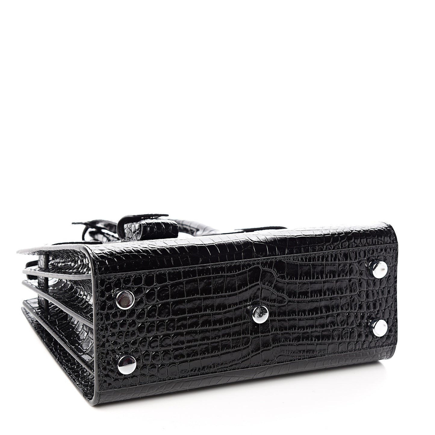Calfskin Crocodile Embossed Nano Sac De Jour Black