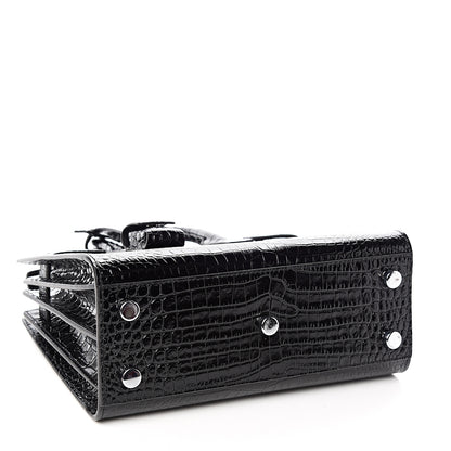 Saint Laurent Calfskin Crocodile Embossed Nano Sac De Jour Black 3 of 9