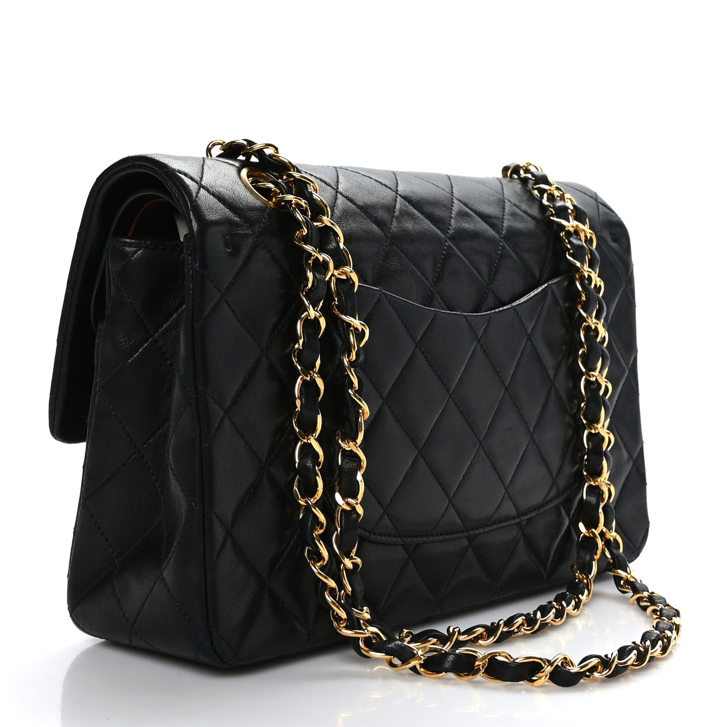 Lambskin Quilted Medium Double Flap Black