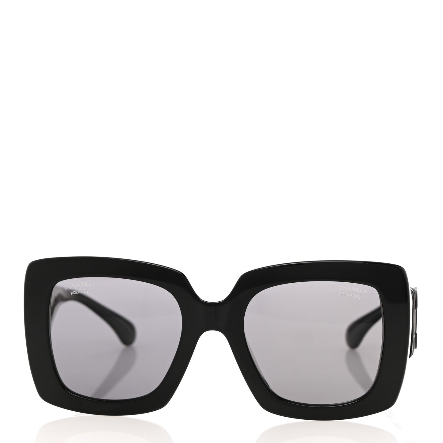 Acetate Calfskin Square Sunglasses 5474-Q-A Black