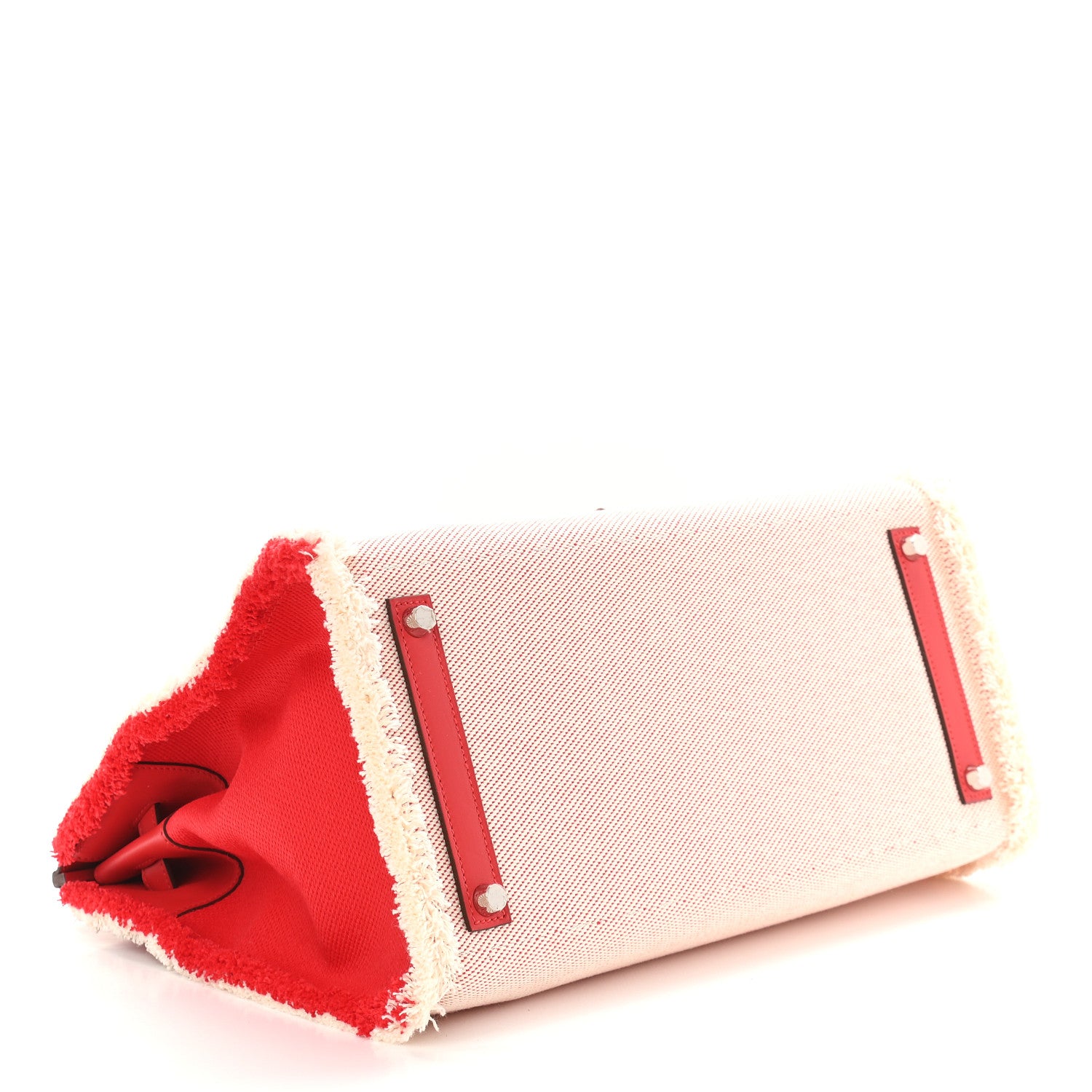 Hermes Swift Twill H Fray Fray Birkin 35 Rouge de Coeur Ecru 4 of 10