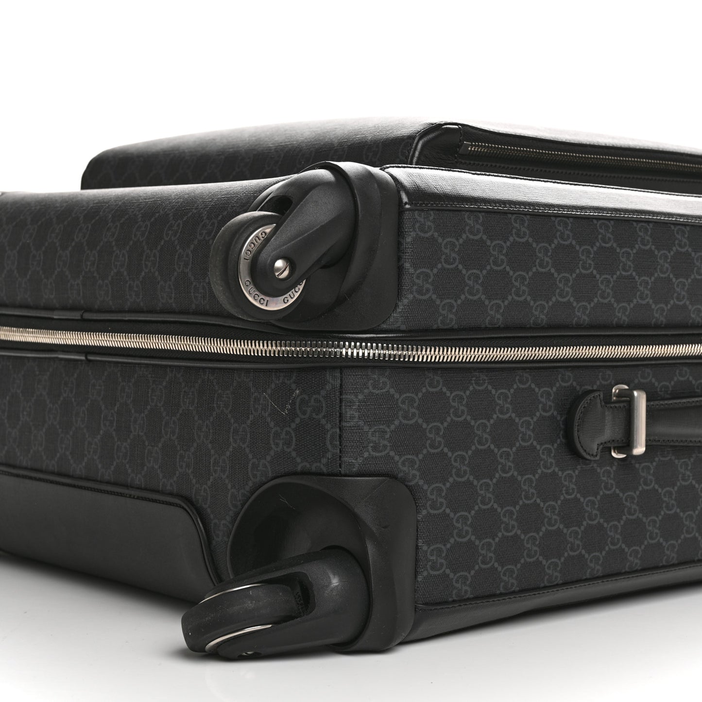 GG Supreme Monogram Four Wheel Suitcase Black Grey