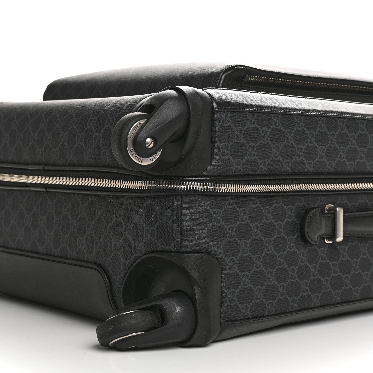 Gucci GG Supreme Monogram Four Wheel Suitcase Black Grey 9 of 11