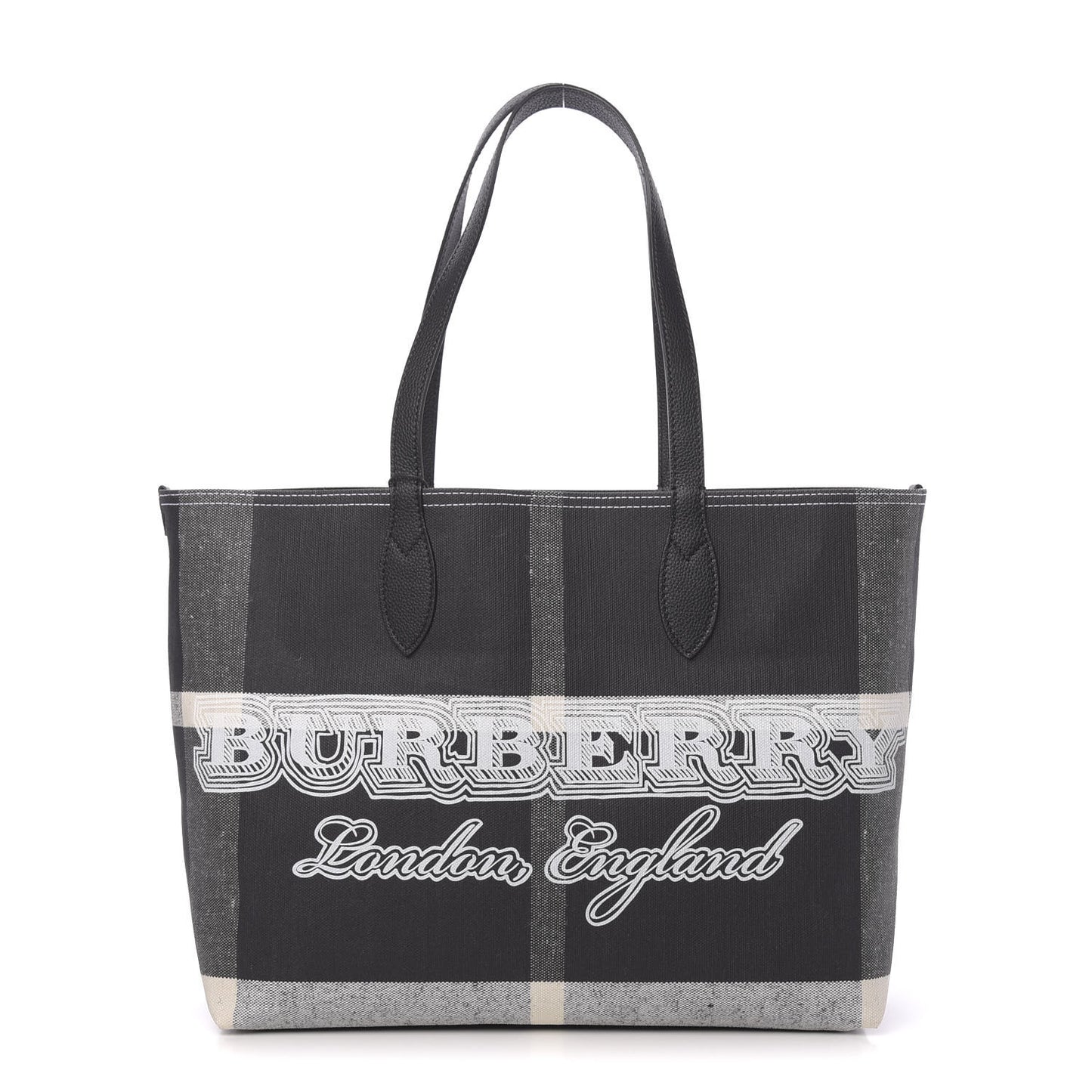 Coated Canvas Mega Check Medium Doodle Tote Black White