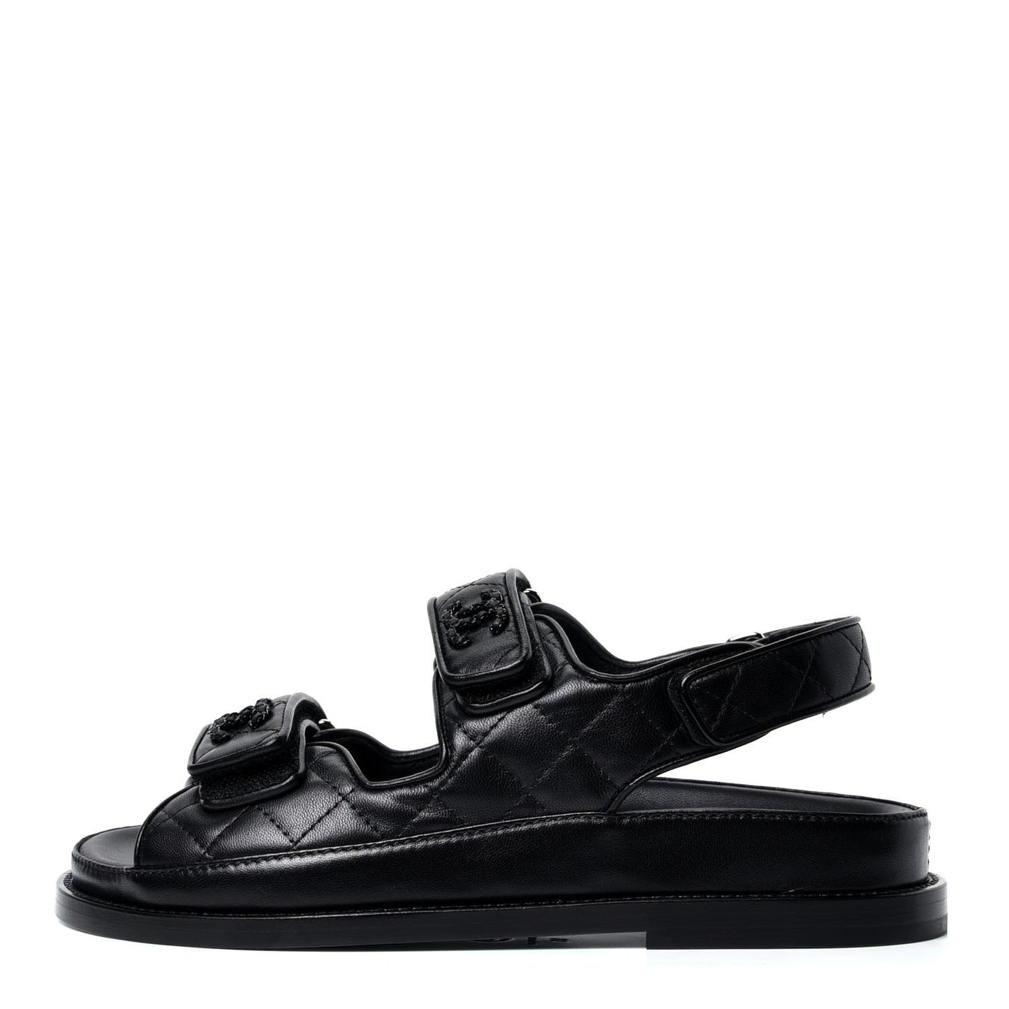 Lambskin Velcro Dad Sandals 35 Black