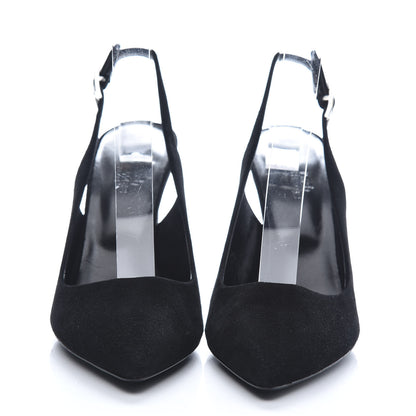 Hermes Goatskin Suede Kessy Pumps 36.5 Black 1 of 8