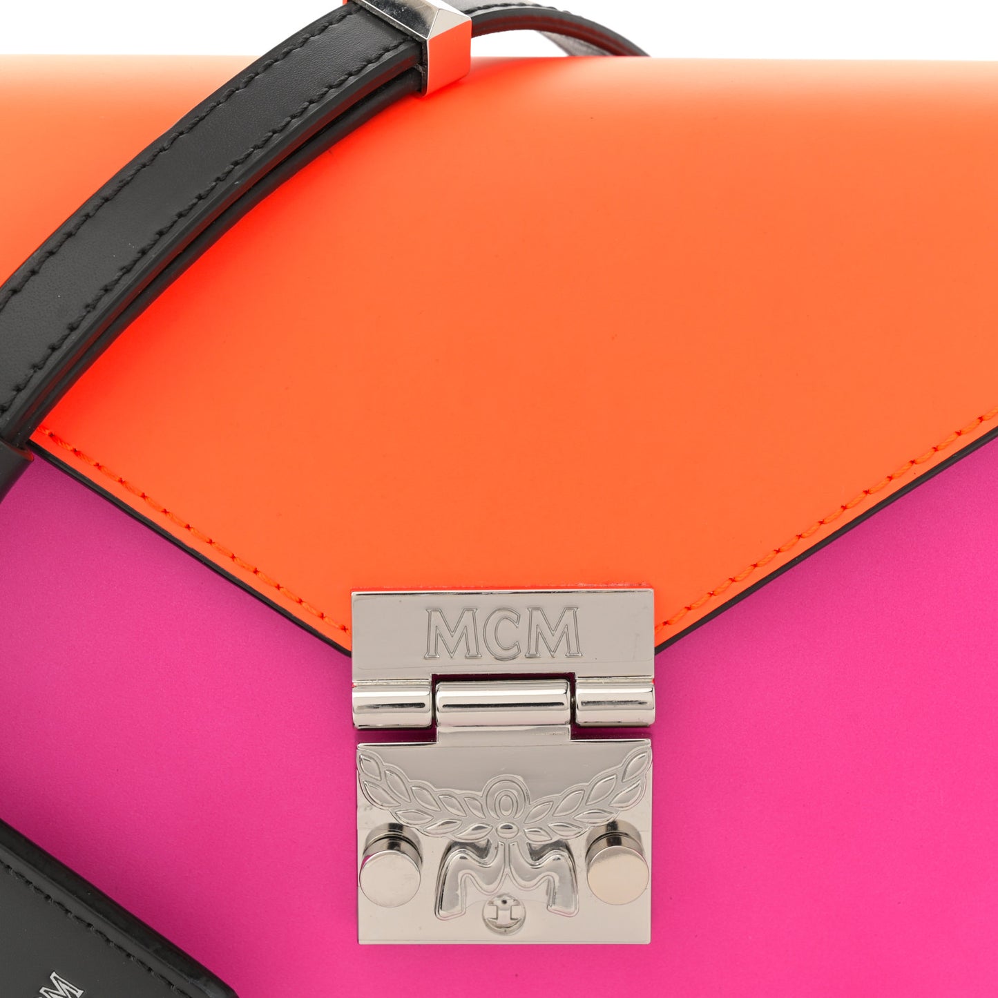 Calfskin Mini Patricia Crossbody Bag Pink Orange Black