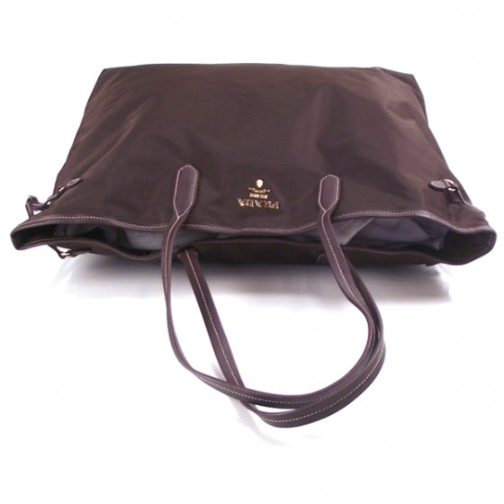 Nylon Large Shopping Tote Brown