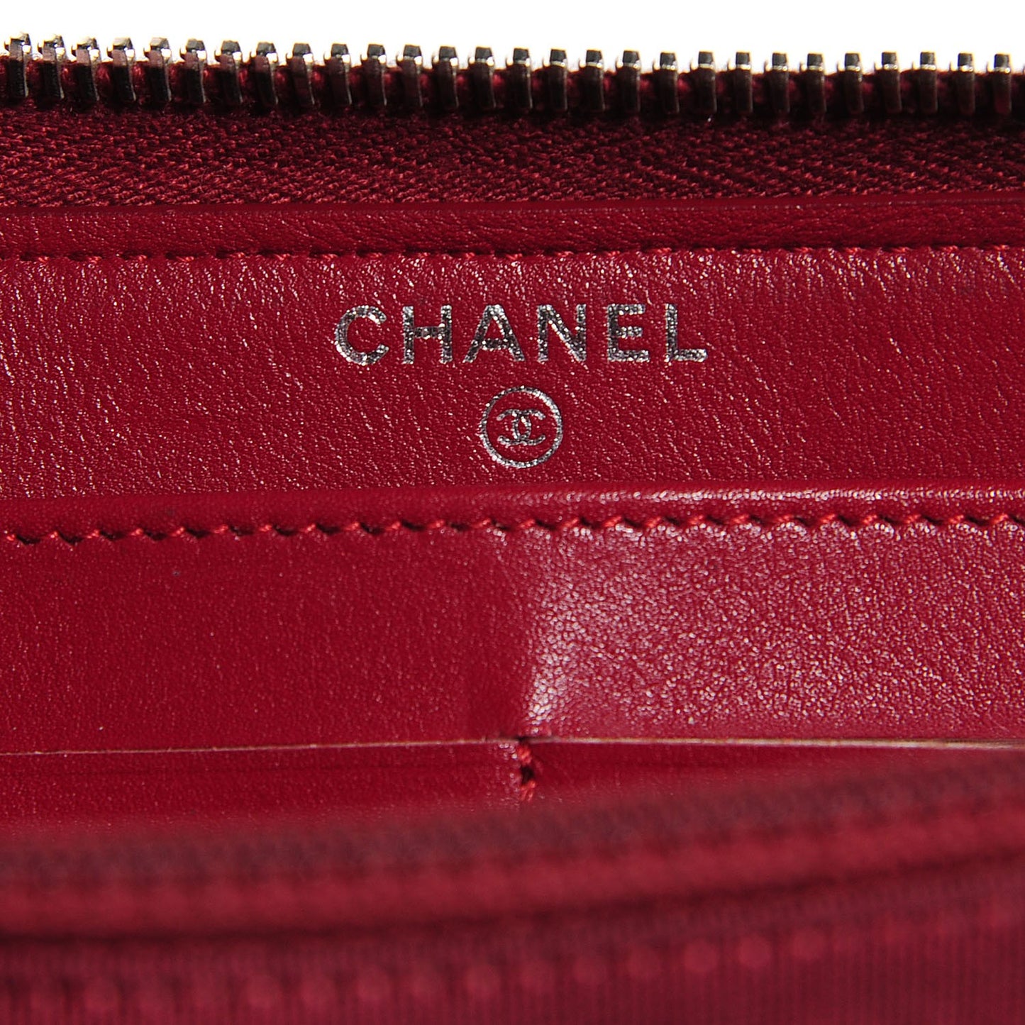 Caviar Quilted Large Gusset Zip Around Wallet Dark Red