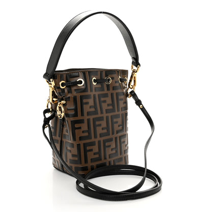 Fendi Vitello Liberty F is Fendi Bi-Color FF 1974 Embossed Mini Mon Tresor Bucket Bag Maya Black 3 of 9