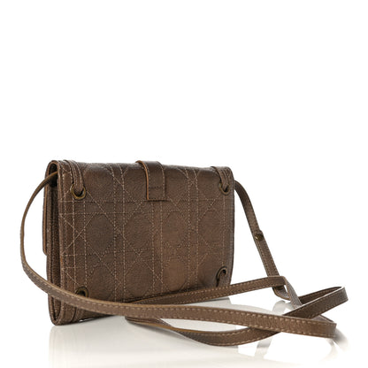 Christian Dior Metallic Grained Calfskin Cannage Crossbody Wallet 2 of 12