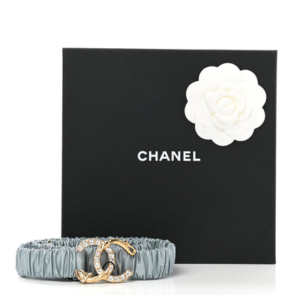 Chanel Calfskin Strass Ruched CC Belt 75 30 Light Blue 5 of 5