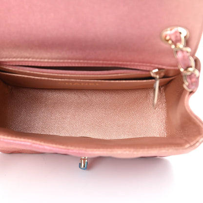Chanel Metallic Lambskin Quilted Ombre Mini Square Flap Pink 5 of 11