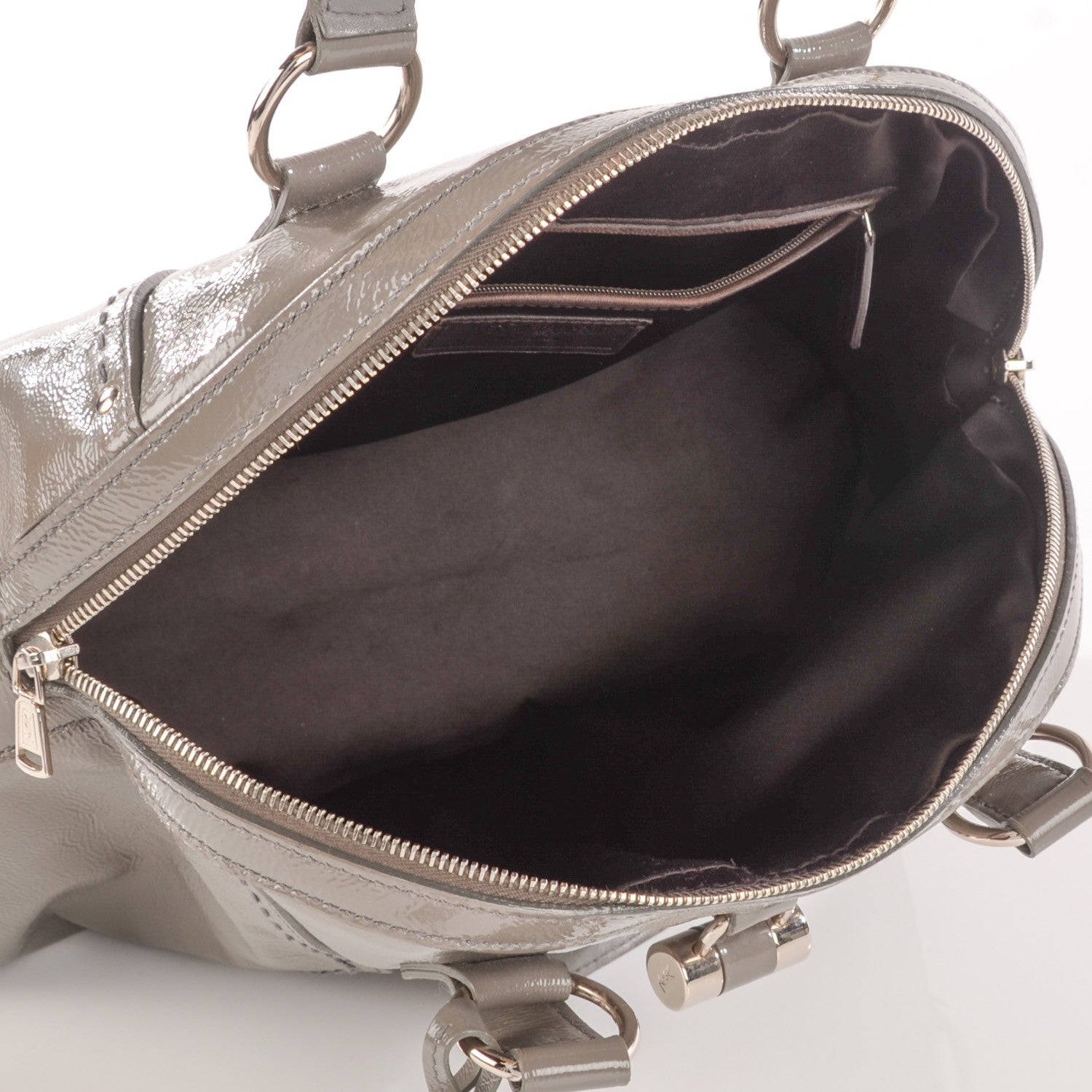 Saint Laurent Patent Calfskin Large Muse Gray 7 of 15