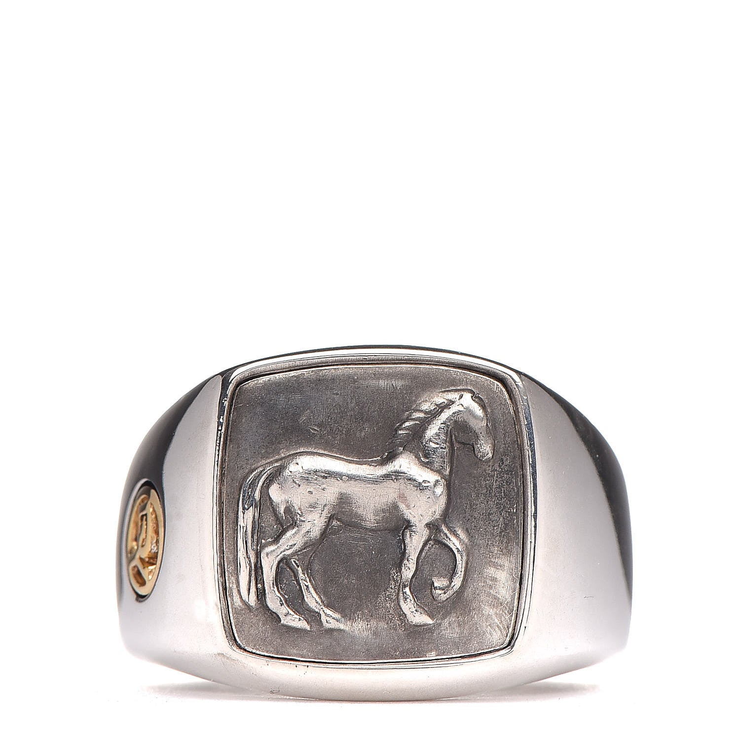 David Yurman Sterling Silver 22K Yellow Gold Petrvs Horse Signet Ring 62 10 1 of 6