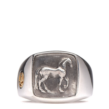 David Yurman Sterling Silver 22K Yellow Gold Petrvs Horse Signet Ring 62 10 1 of 6