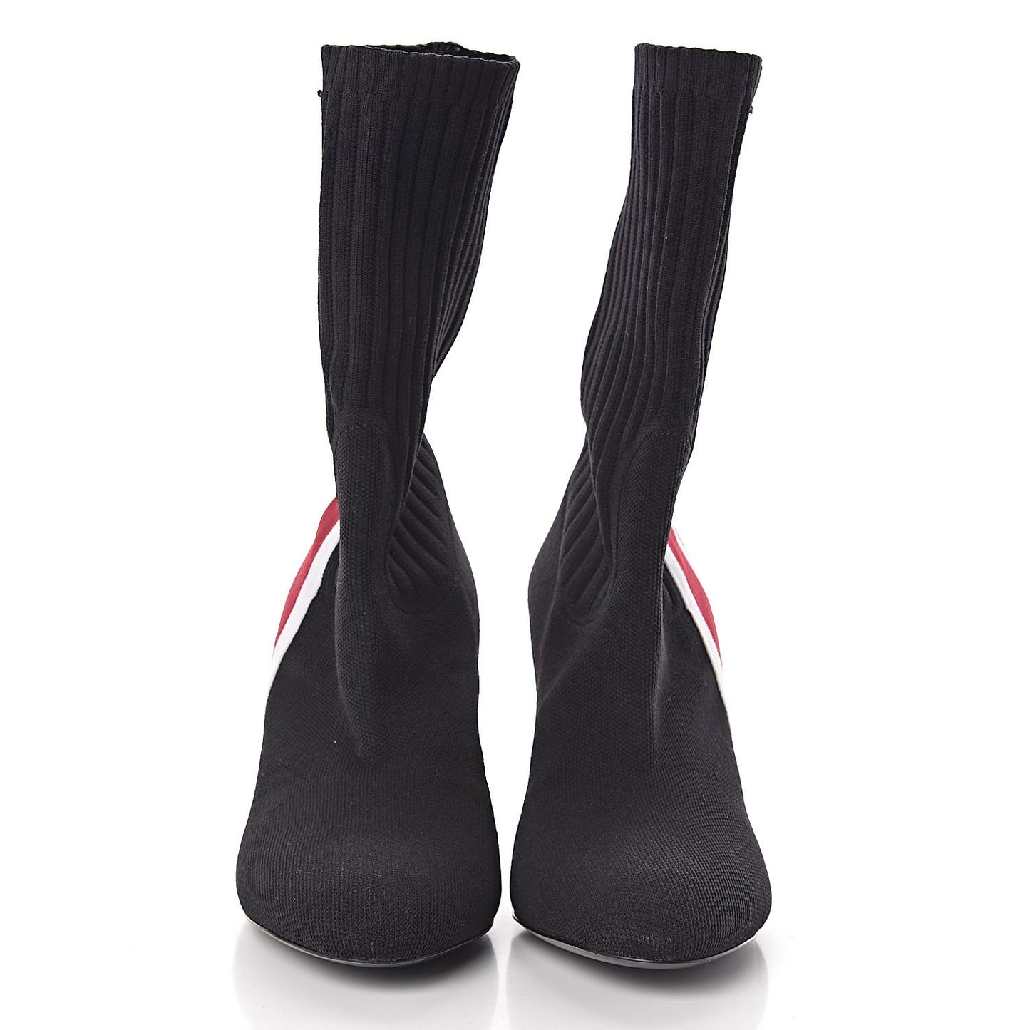 Stretch Fabric Heart Sock Ankle Boots 38 Black
