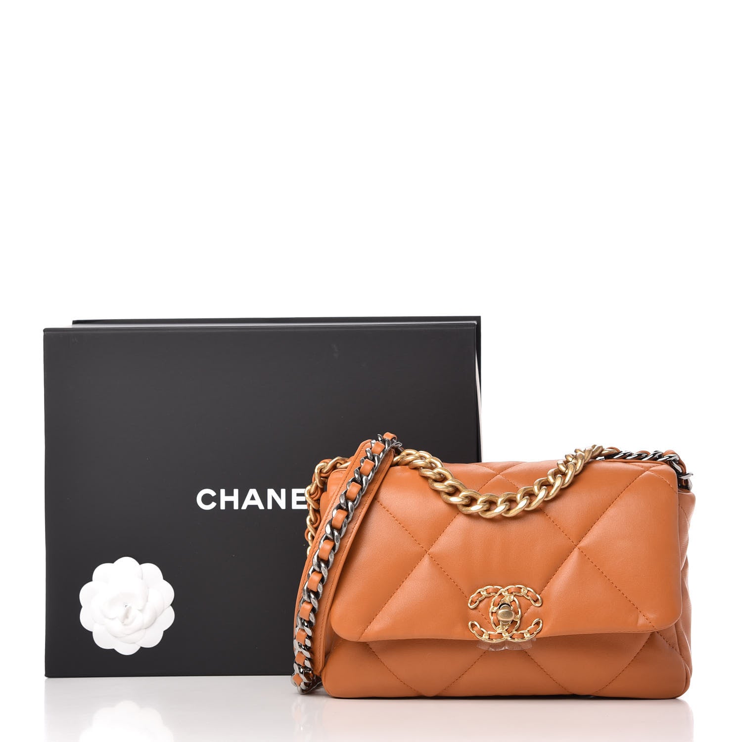 Chanel Lambskin Quilted Medium Chanel 19 Flap Light Brown 11 of 11