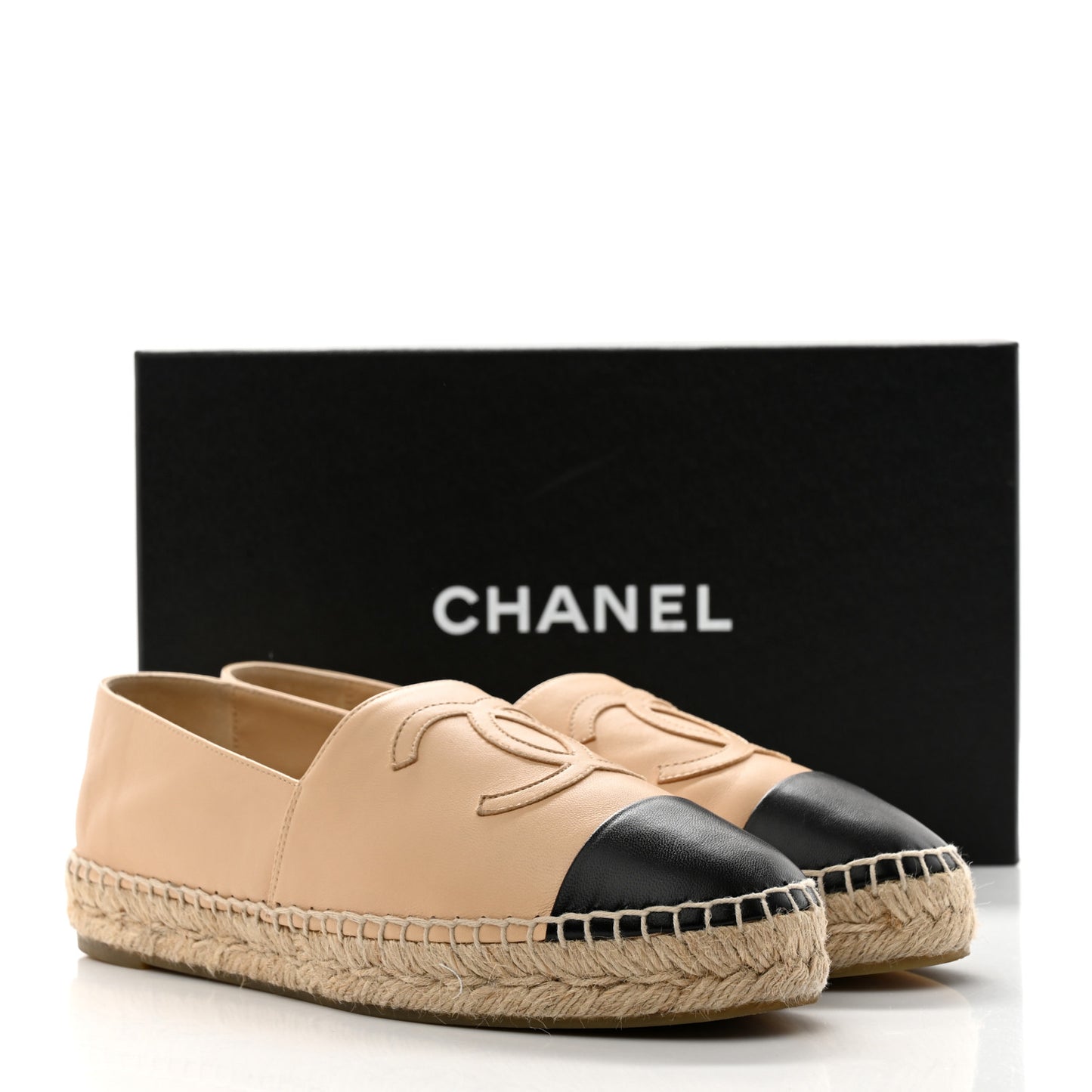 Lambskin CC Espadrilles 38 Beige Black