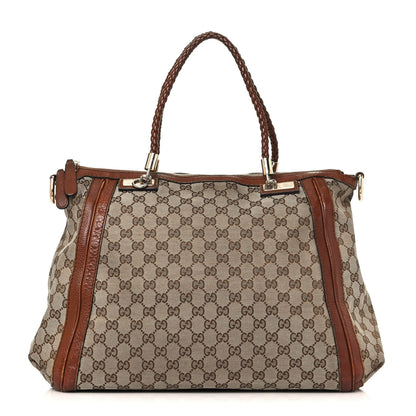 Gucci Monogram Cellarius Calfskin Large Bella Top Handle Bag Beige Ebony Cuir 1 of 20