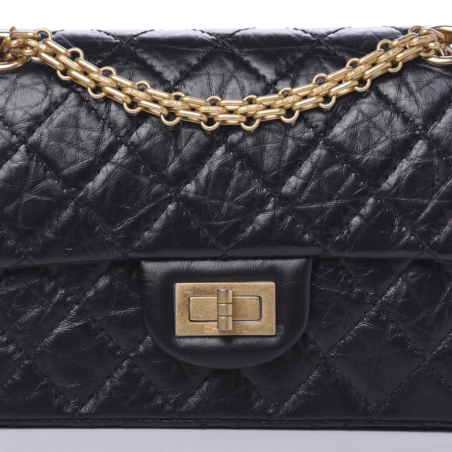 Aged Calfskin Quilted 2.55 Reissue Mini Flap Black