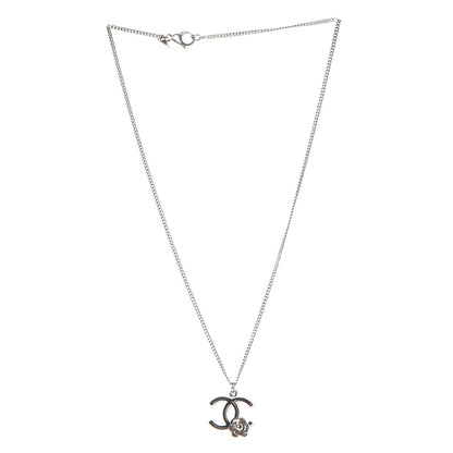 Chanel Enamel CC Camellia Necklace Silver Black 3 of 6