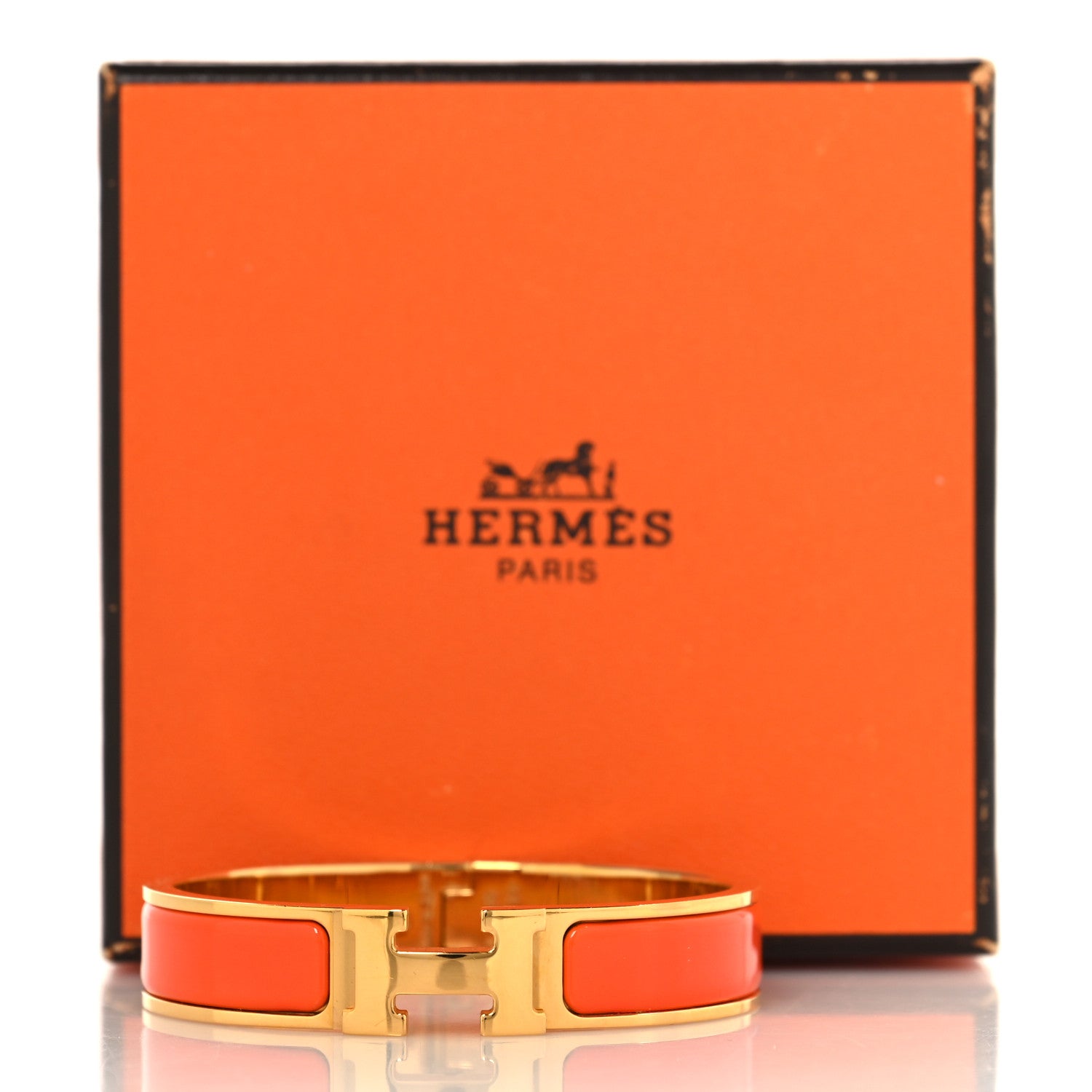 Hermes Enamel Narrow Clic Clac H Bracelet PM Orange 1815724