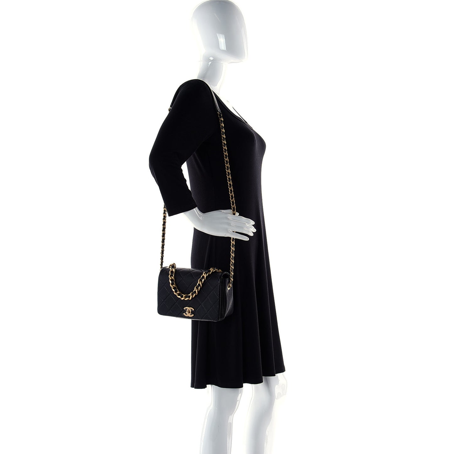 Caviar Quilted Small Fashion Therapy Flap Bag Black