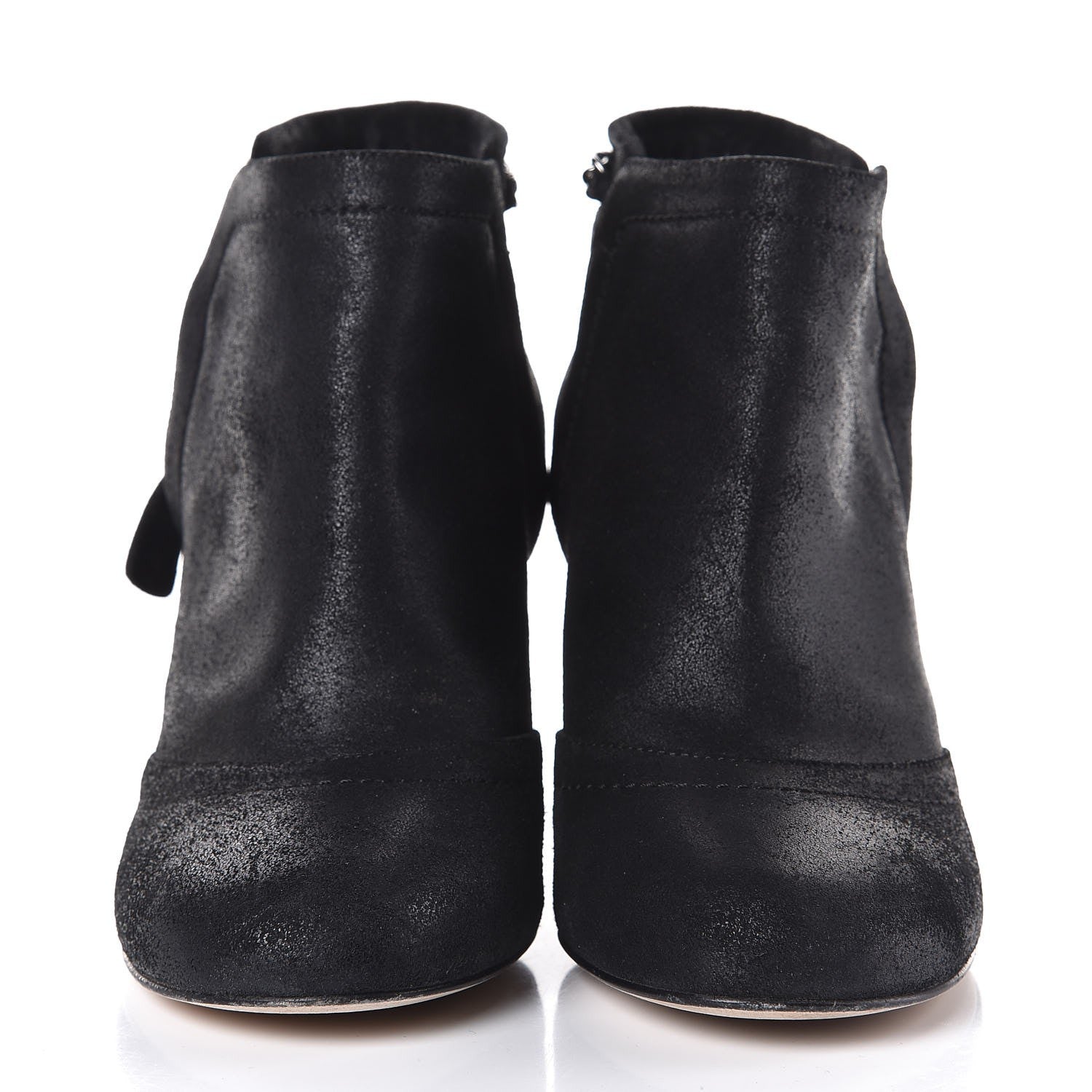 Chanel Suede CC Chain Ankle Boots 37 Black 2 of 10