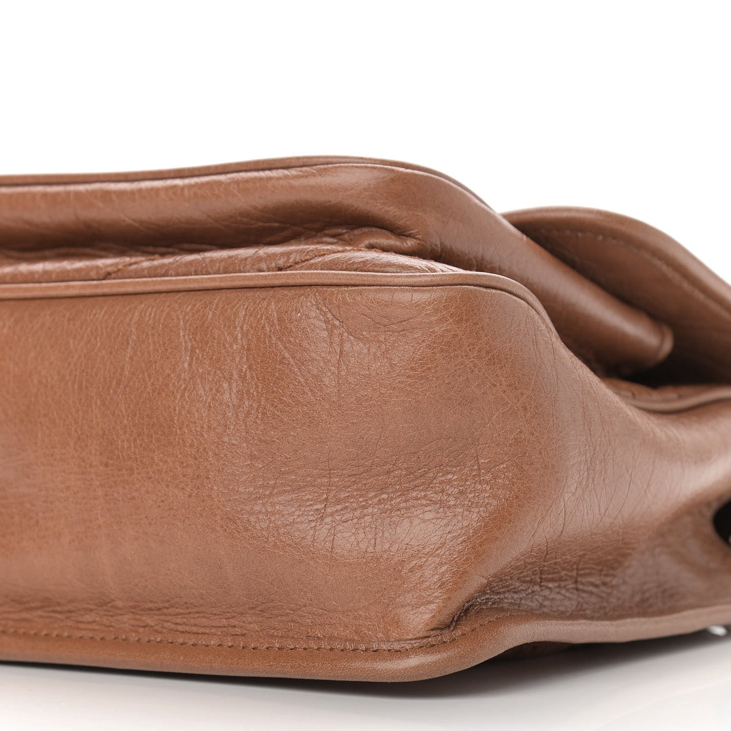 Crinkled Calfskin Matelasse Monogram Medium Niki Chain Satchel Caramel