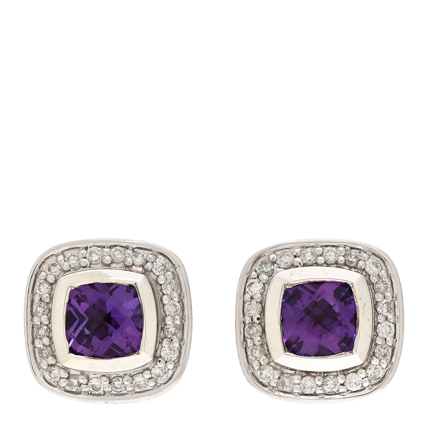 Sterling Silver Diamond Amethyst 5mm Petite Albion Earrings