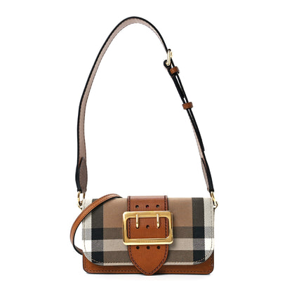 Burberry House Check Bridle Calfskin Small Madison Buckle Bag Tan 1 of 11
