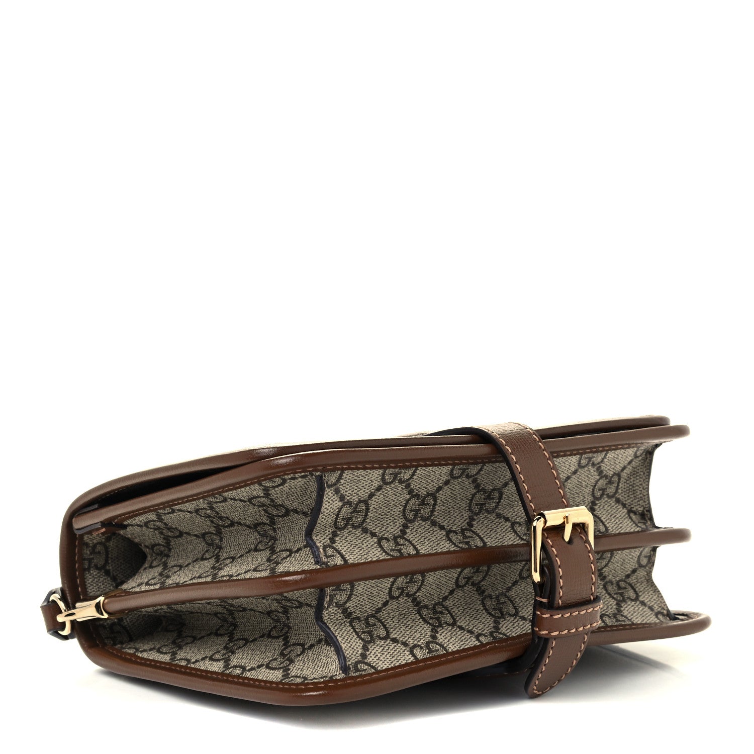 Gucci GG Supreme Monogram Azalea Calfskin Mini Retro Interlocking G Flap Shoulder Bag Beige Ebony Brown Sugar 4 of 10